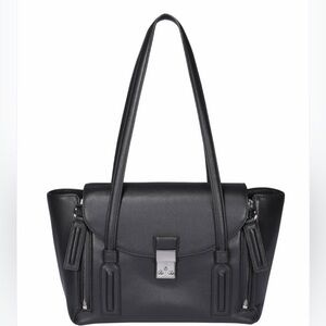 3.1 PHILIP LIM Pashli Medium Double Handles Leather Shoulder Bag Black